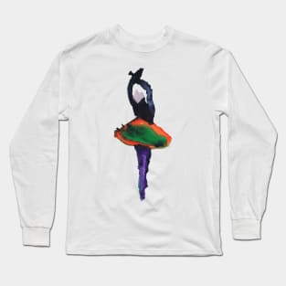 Exquisite Ballerina Watercolor: Vibrant Dance Art by Rita Long Sleeve T-Shirt